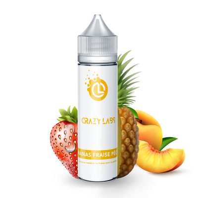 ananas fraise pêche 75ml crazy labs